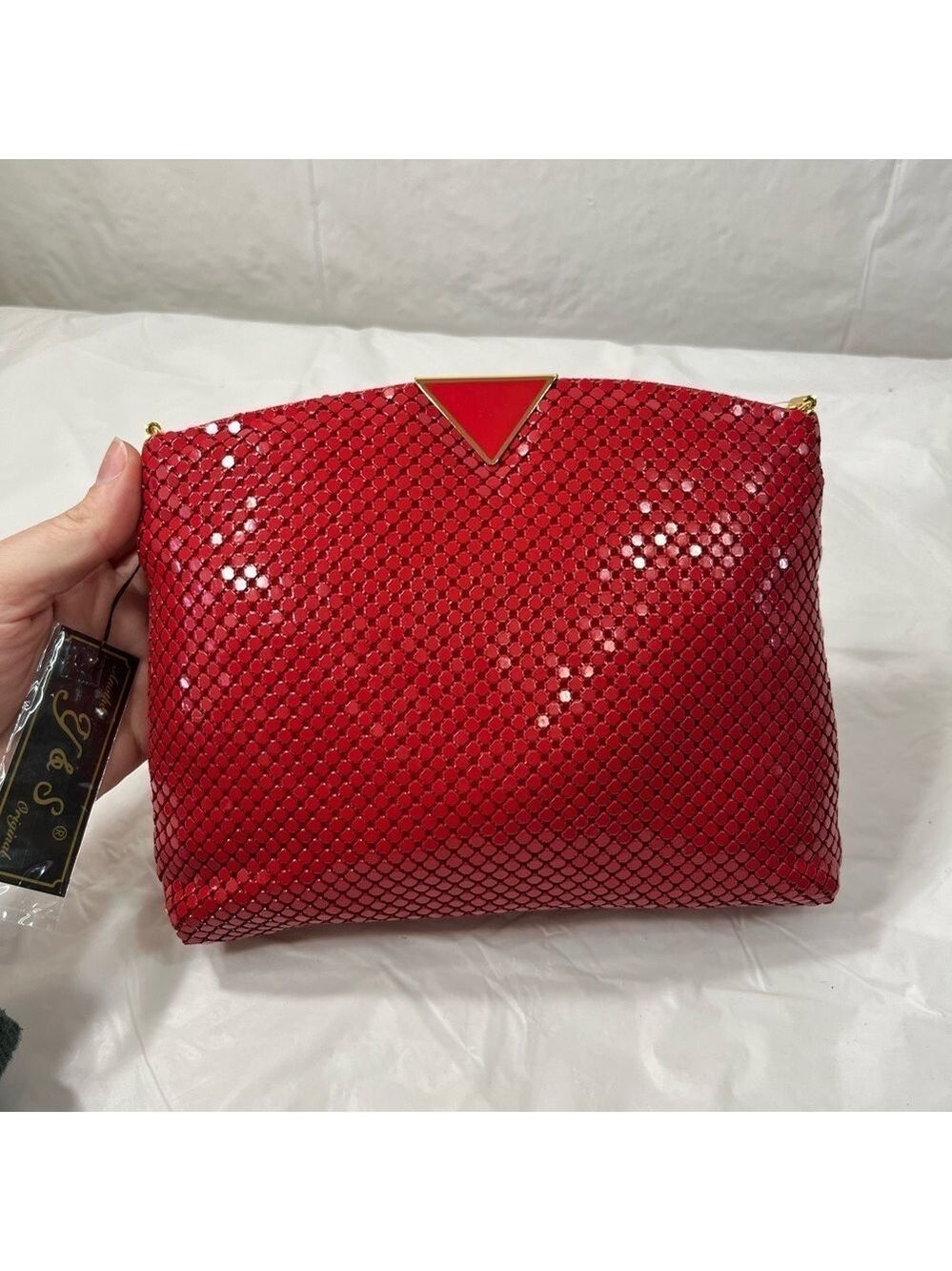 NWT vintage red metal mesh crossbody purse handbag Y & S originals